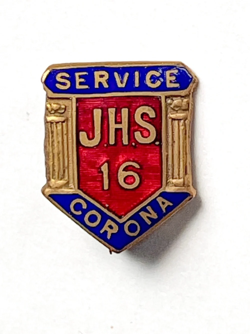 Vintage Achievement Lapel Pin Corona New York JHS 16 Junior High School Badge